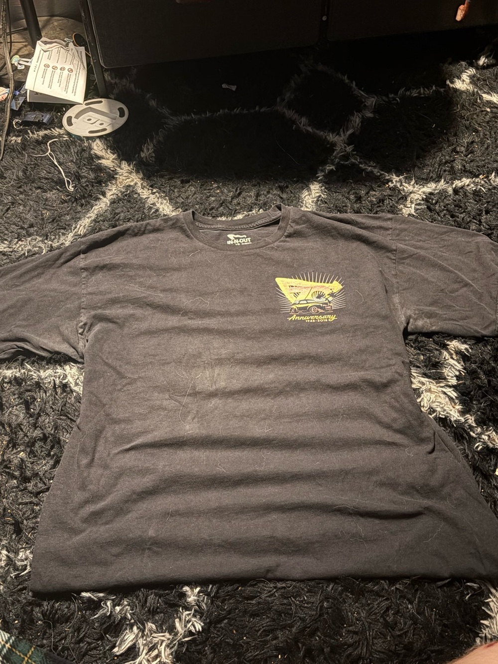 Men's Black Short-Sleeve Tee with Yellow Chest Graphic